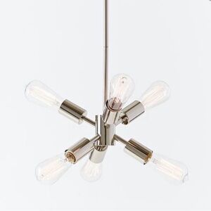 New in Box! West Elm Modern Small Mobile Chandelier 16” Dia 20”H Polished Nickel